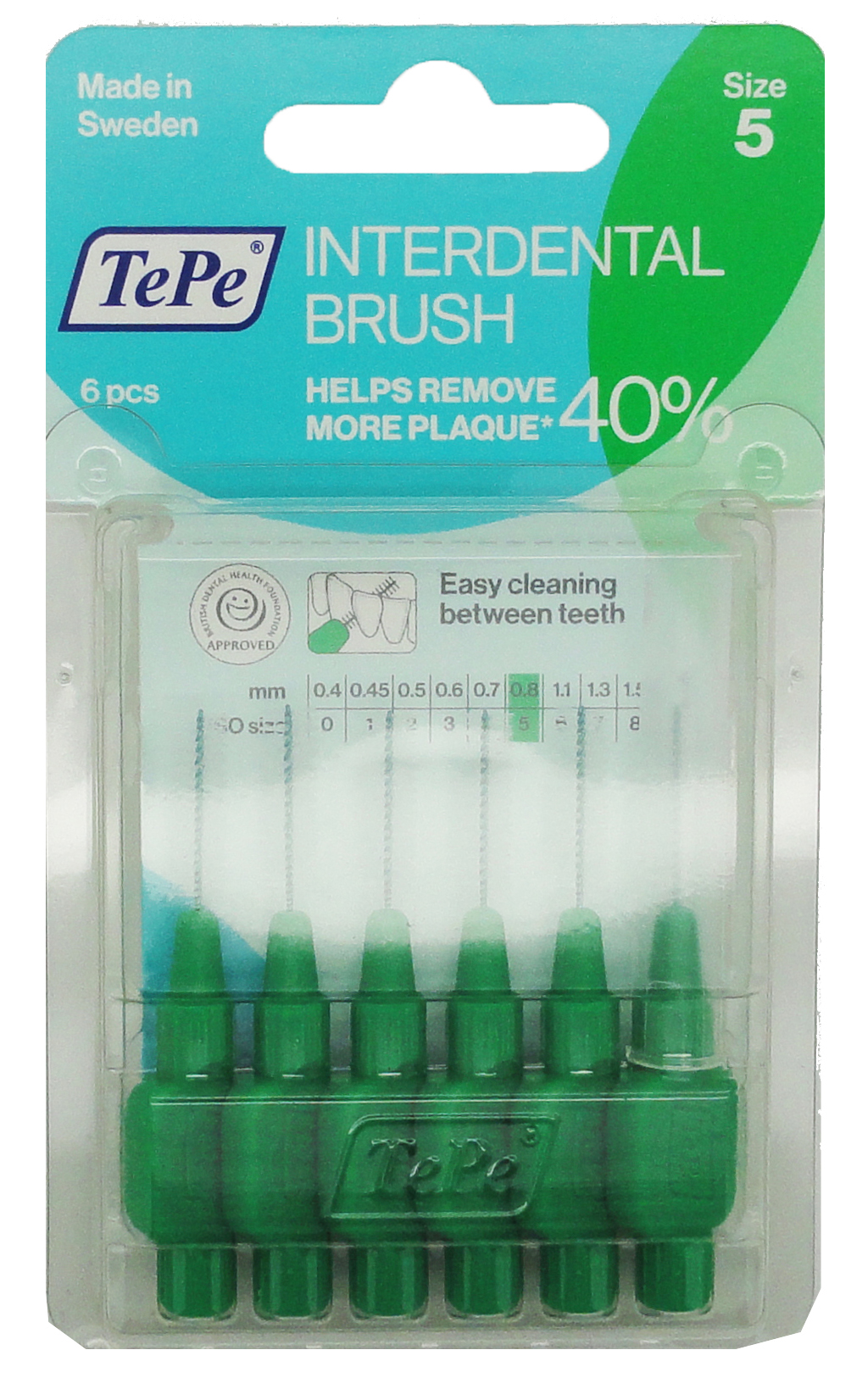 Tepe Interdental Brush Green 0.8mm GEN080 (Pack size 10) Eldos